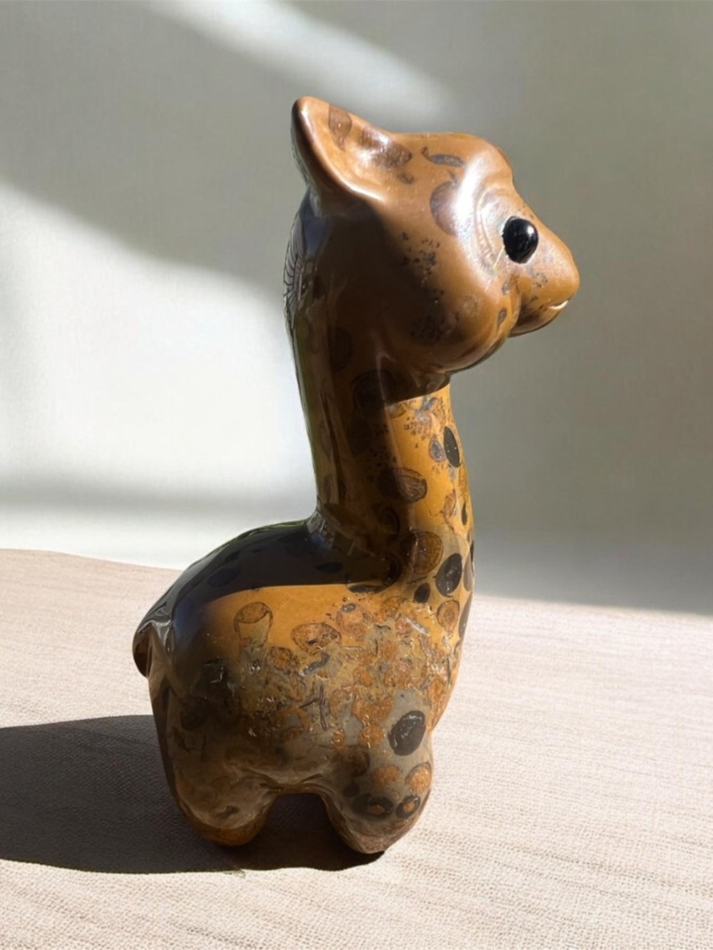 Leopard Skin Jasper Llama Carving 3.75” | Hand Carved Crystal Animal Figurine